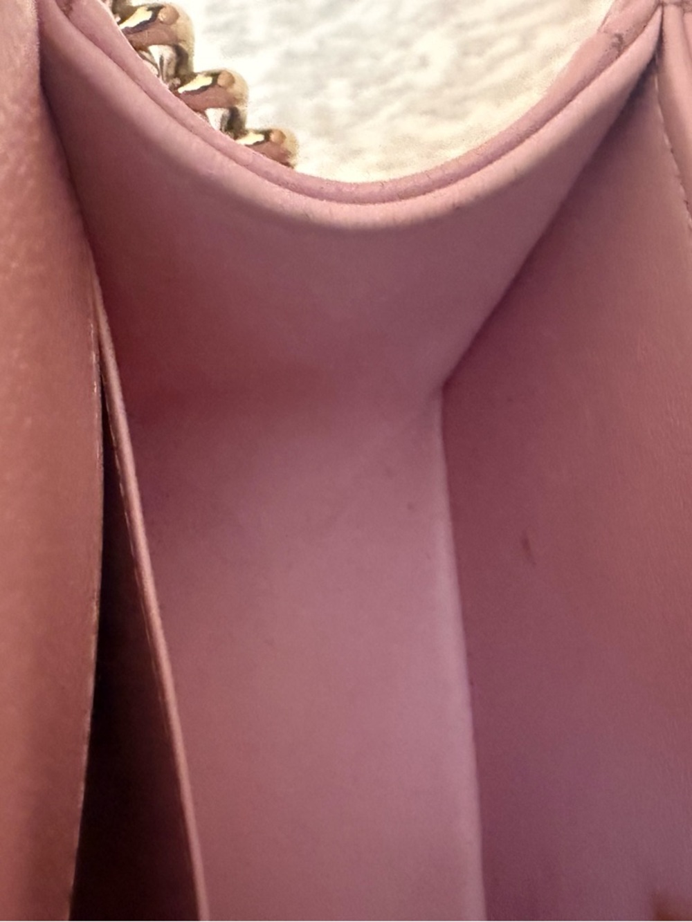 Pink Quilted Chain Shoulder Bag with Gold Hardware - Picture 10 of 15